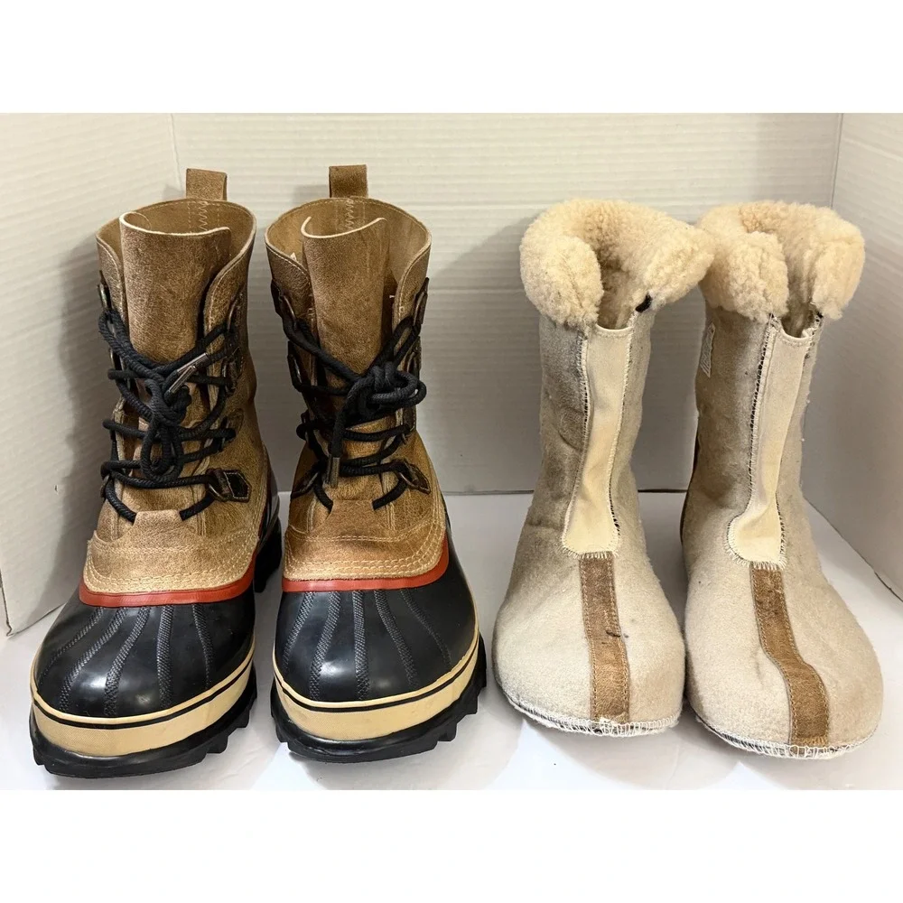 Sorel Caribou Mens NM1872-211 Brown Waterproof Leather Snow Boots Size 11